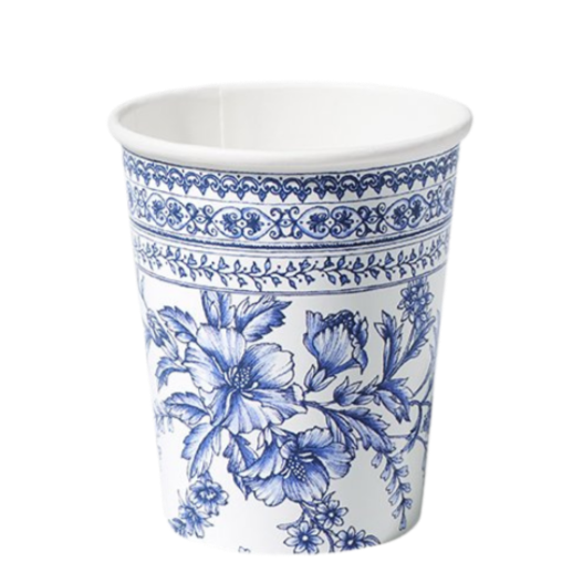 BLUE FRENCH TOILE PAPER PARTY CUPS Coterie Party Supplies Cups Bonjour Fete - Party Supplies