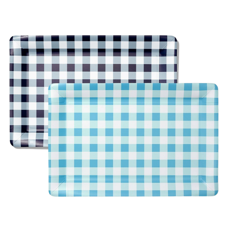 GINGHAM SERVING TRAY Coterie Party Supplies Plates Bonjour Fete - Party Supplies