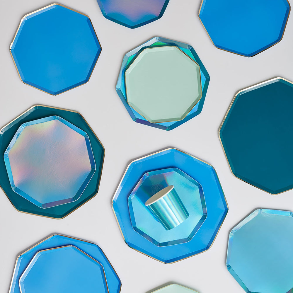 DARK TEAL GREEN OCTAGONAL PLATES Meri Meri Plates Bonjour Fete - Party Supplies