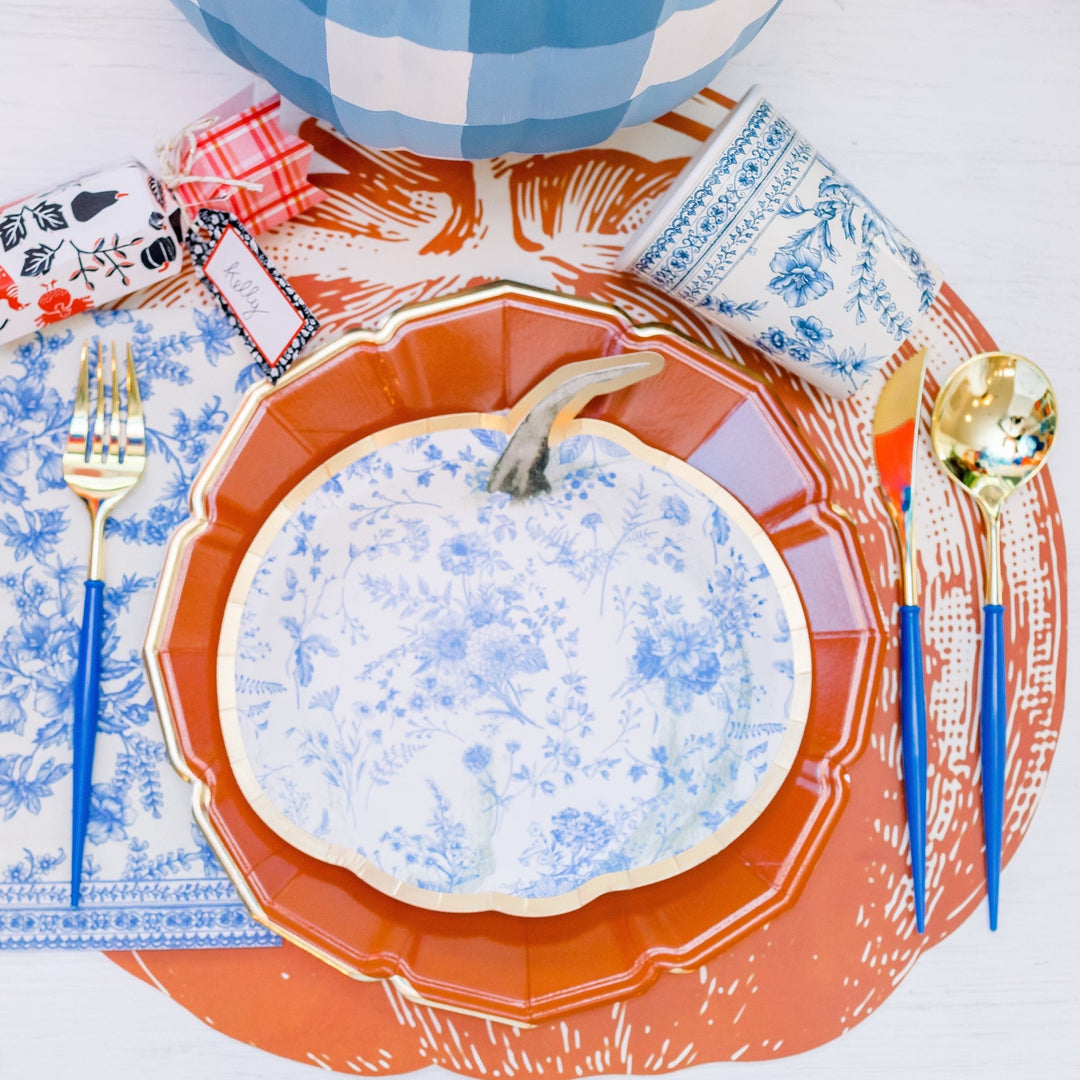 French Toile Large Paper Plates