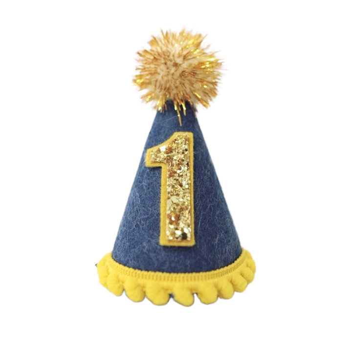MINI BLUE BIRTHDAY HAT Little Blue Olive Party Hats Bonjour Fete - Party Supplies