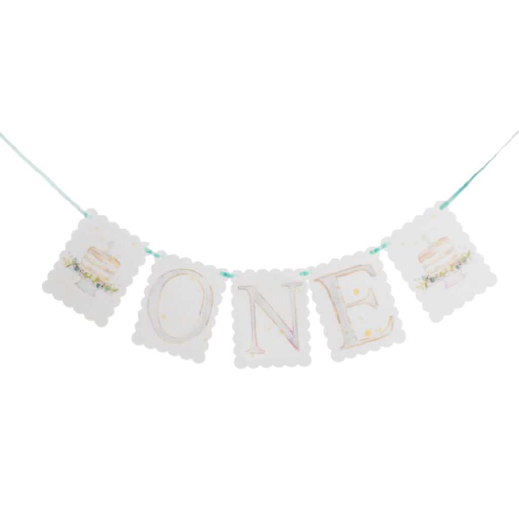BLUE "ONE" HIGHCHAIR BANNER BY OVER THE MOON Over The Moon Garlands & Banners Bonjour Fete - Party Supplies