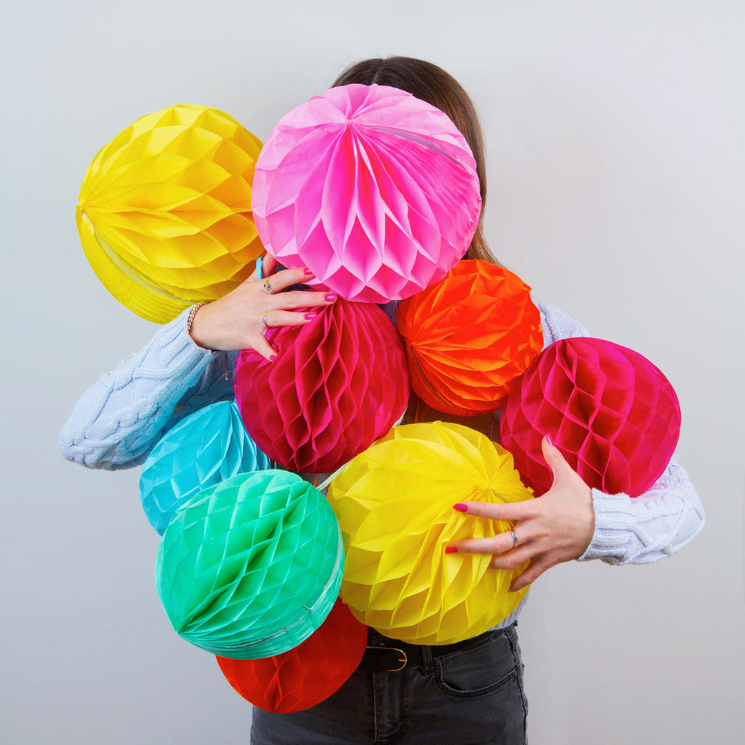 RAINBOW HONEYCOMB PARTY DECORATIONS Talking Tables Bonjour Fete - Party Supplies