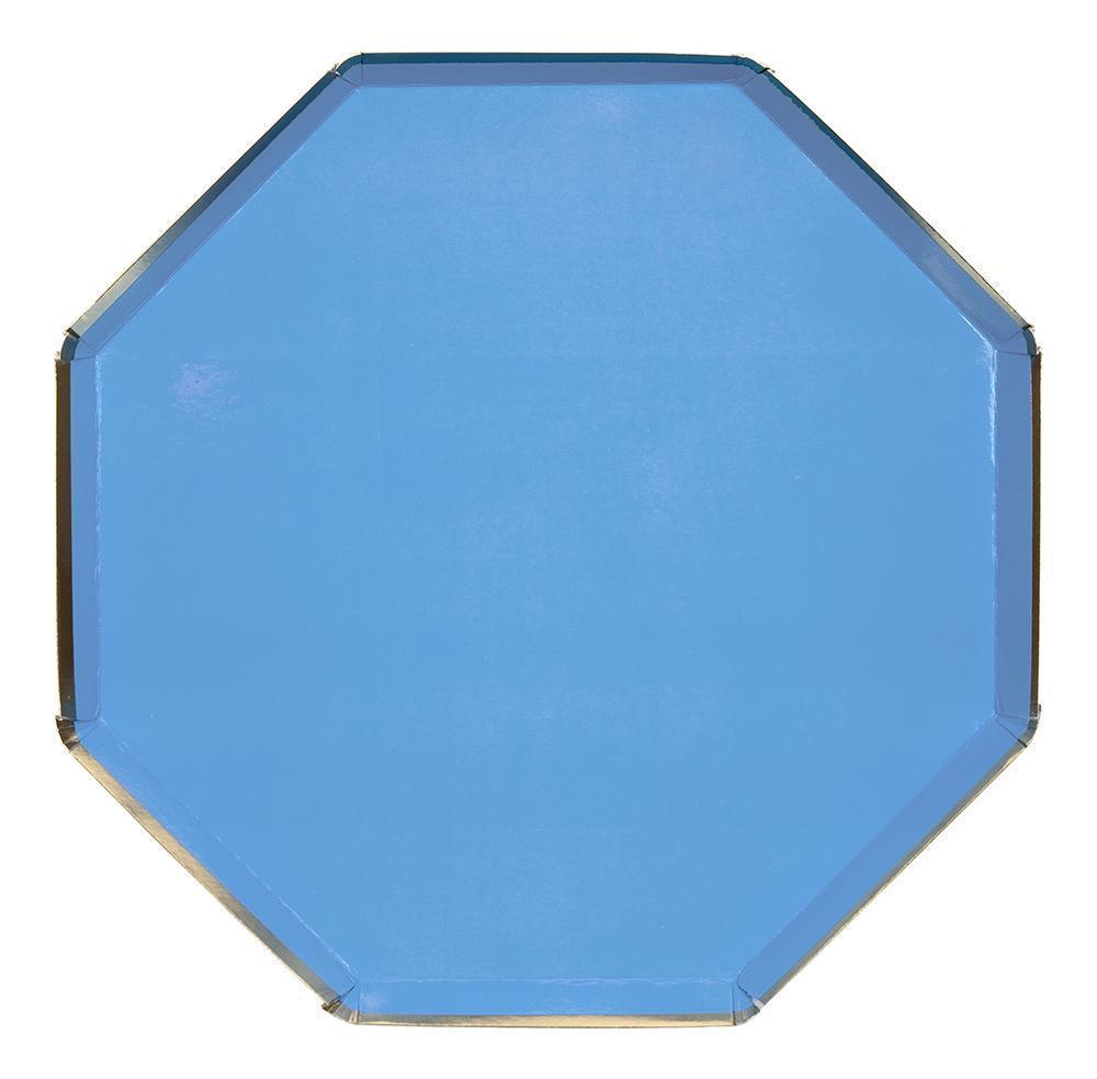 BRIGHT BLUE OCTAGONAL PLATES Meri Meri Plates Bonjour Fete - Party Supplies