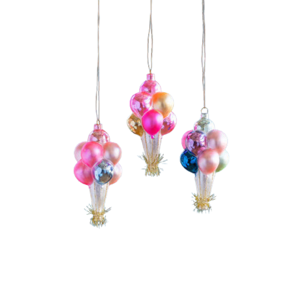 BALLOON BUNDLE CHRISTMAS ORNAMENT Glitterville Christmas Ornament Bonjour Fete - Party Supplies