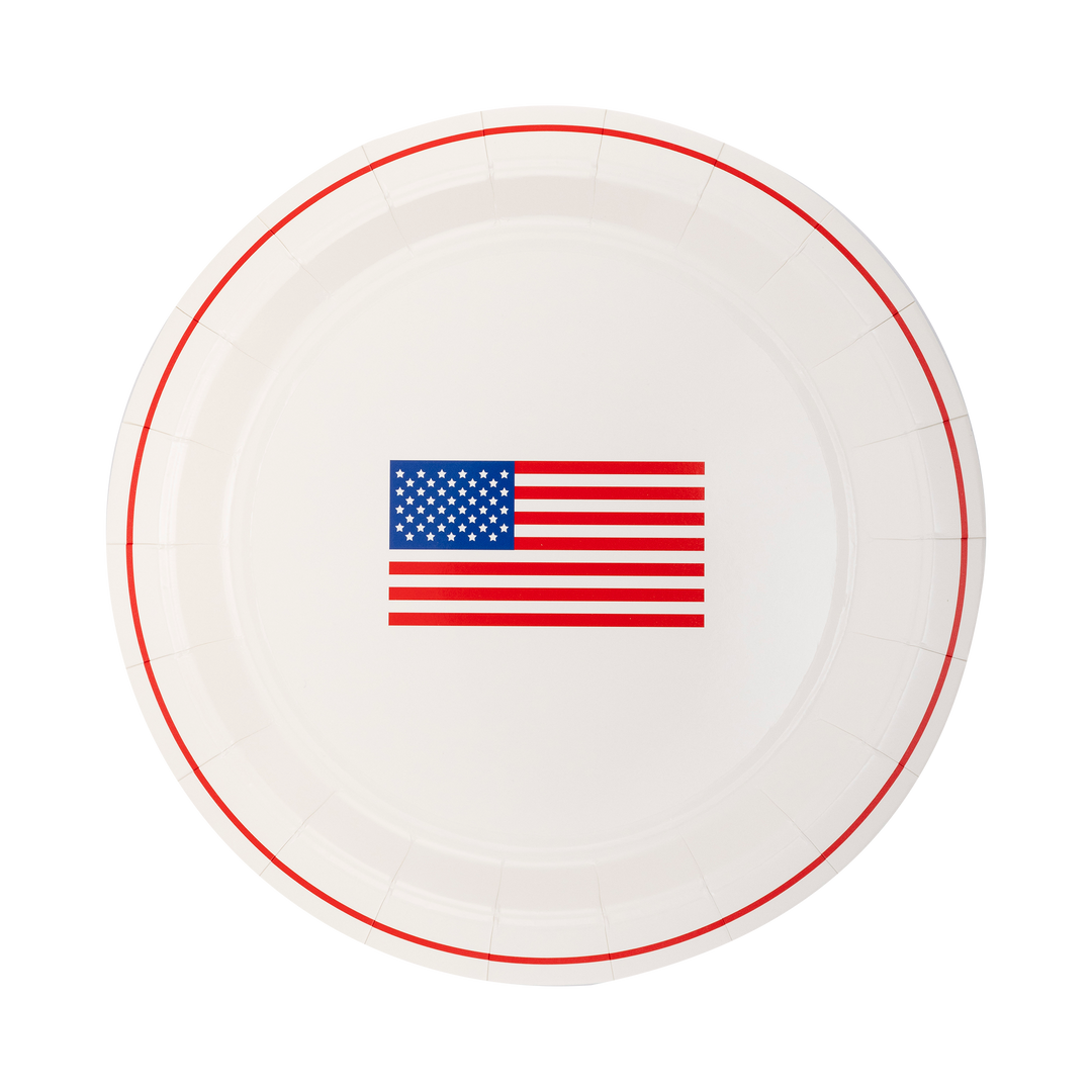Round Flag Paper Plates Bonjour Fete Party Supplies 4th Of July Party Supplies