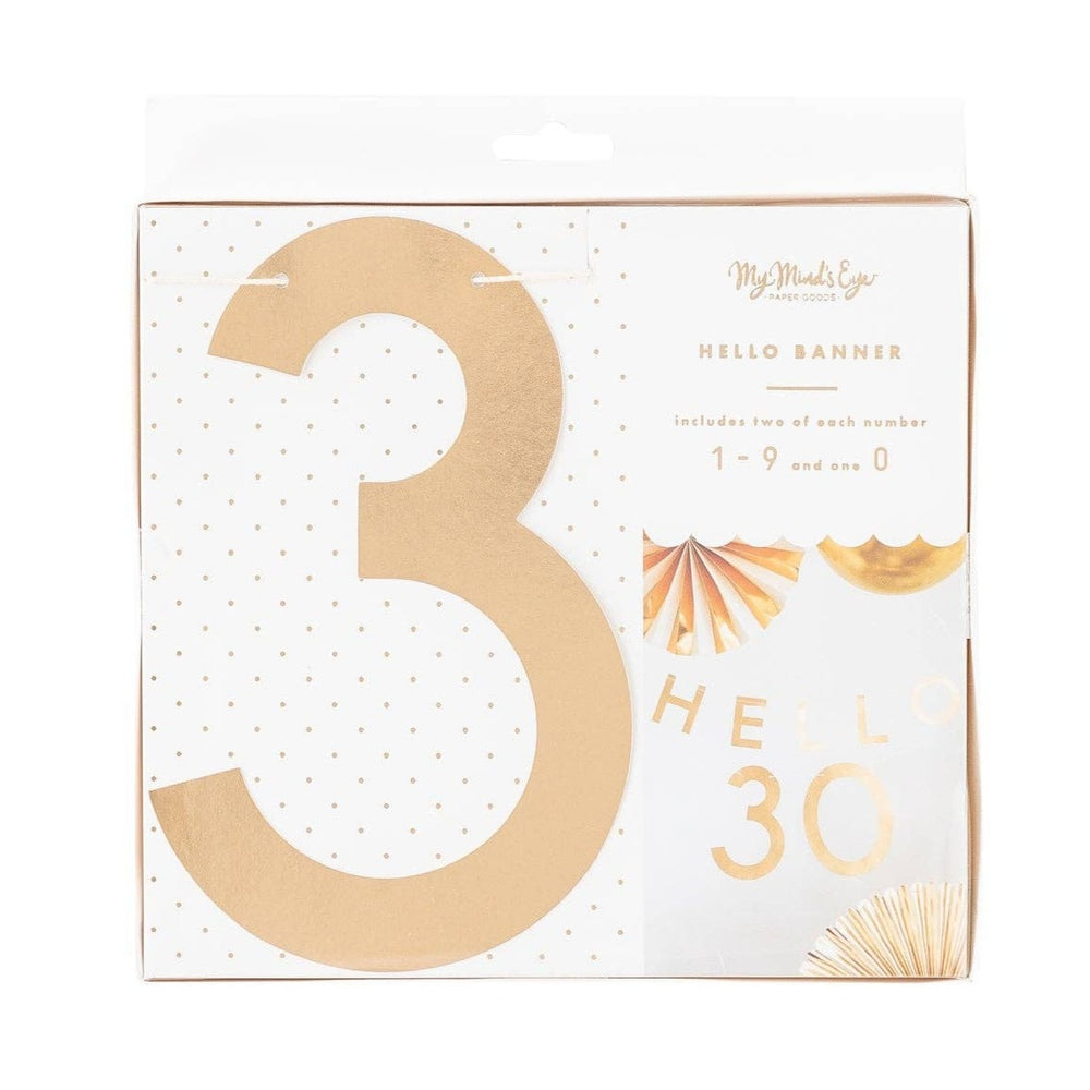 PGB906 -  Hello Number Banner My Mind’s Eye 0 Faire Bonjour Fete - Party Supplies
