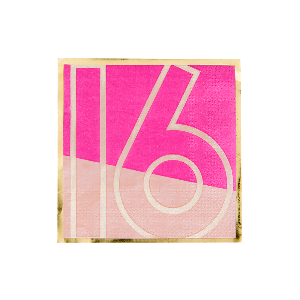 SWEET "16" MILESTONE PINK COCKTAIL NAPKINS Jollity & Co. + Daydream Society Napkins Bonjour Fete - Party Supplies