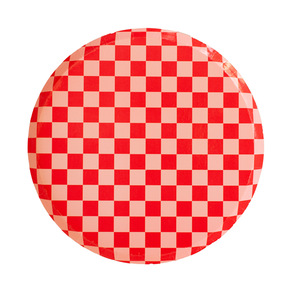 CHERRY RED CHECKERED DINNER PLATES Jollity & Co. + Daydream Society Plates Bonjour Fete - Party Supplies