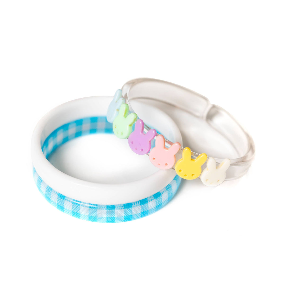 Bunny pastel + light gingham bangles (set of 3) Lilies & Roses NY Bonjour Fete - Party Supplies