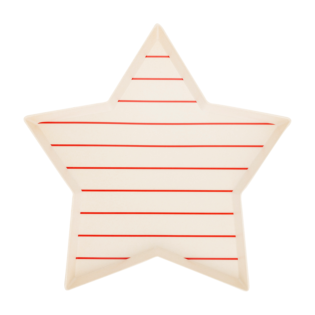 Red Stripe Star Shaped Bamboo Tray Bonjour Fete Party Supplies 4th Of July Party Supplies