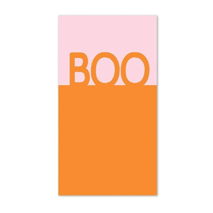 PINK & ORANGE COLORBLOCKED BOO GUEST TOWEL My Mind’s Eye Halloween Tableware Bonjour Fete - Pastel Halloween Party Supplies
