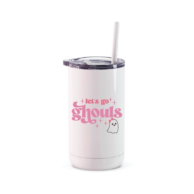 Let's Go Ghouls Pink Halloween Children's Cup with Straw Barn Street Designs 0 Faire Bonjour Fete - Party Supplies