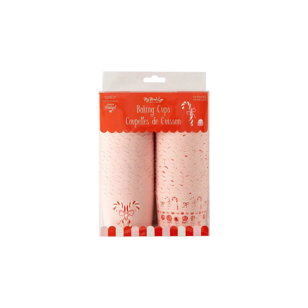 PINK CANDY CANES FOOD CUPS My Mind’s Eye Christmas Baking Bonjour Fete - Party Supplies