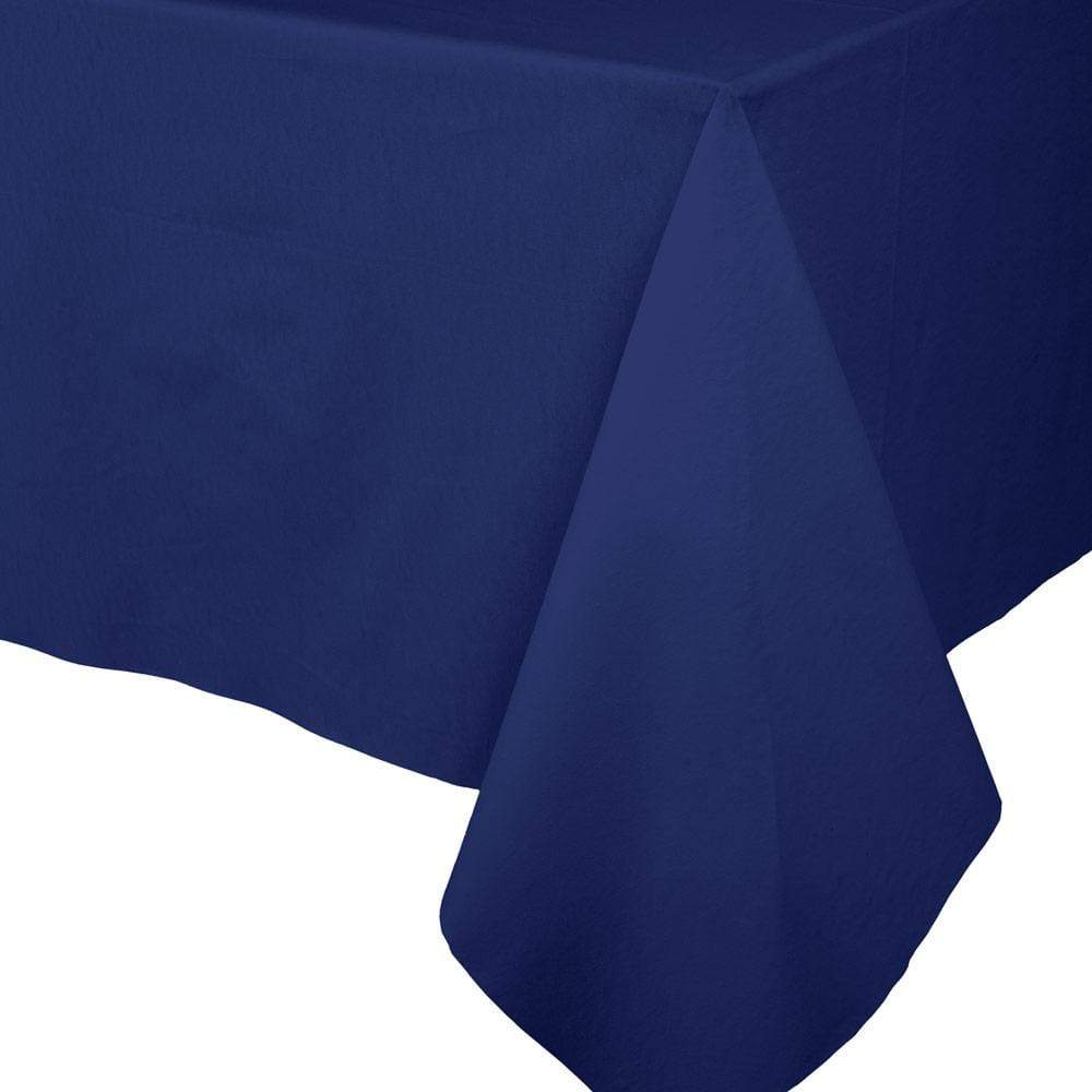 NAVY BLUE LINEN LIKE TABLE COVER Caspari Table Cover Bonjour Fete - Party Supplies