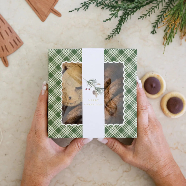 BOTANICAL CHRISTMAS GREEN PLAID COOKIE BOX My Mind’s Eye Christmas Holiday Baking Bonjour Fete - Party Supplies