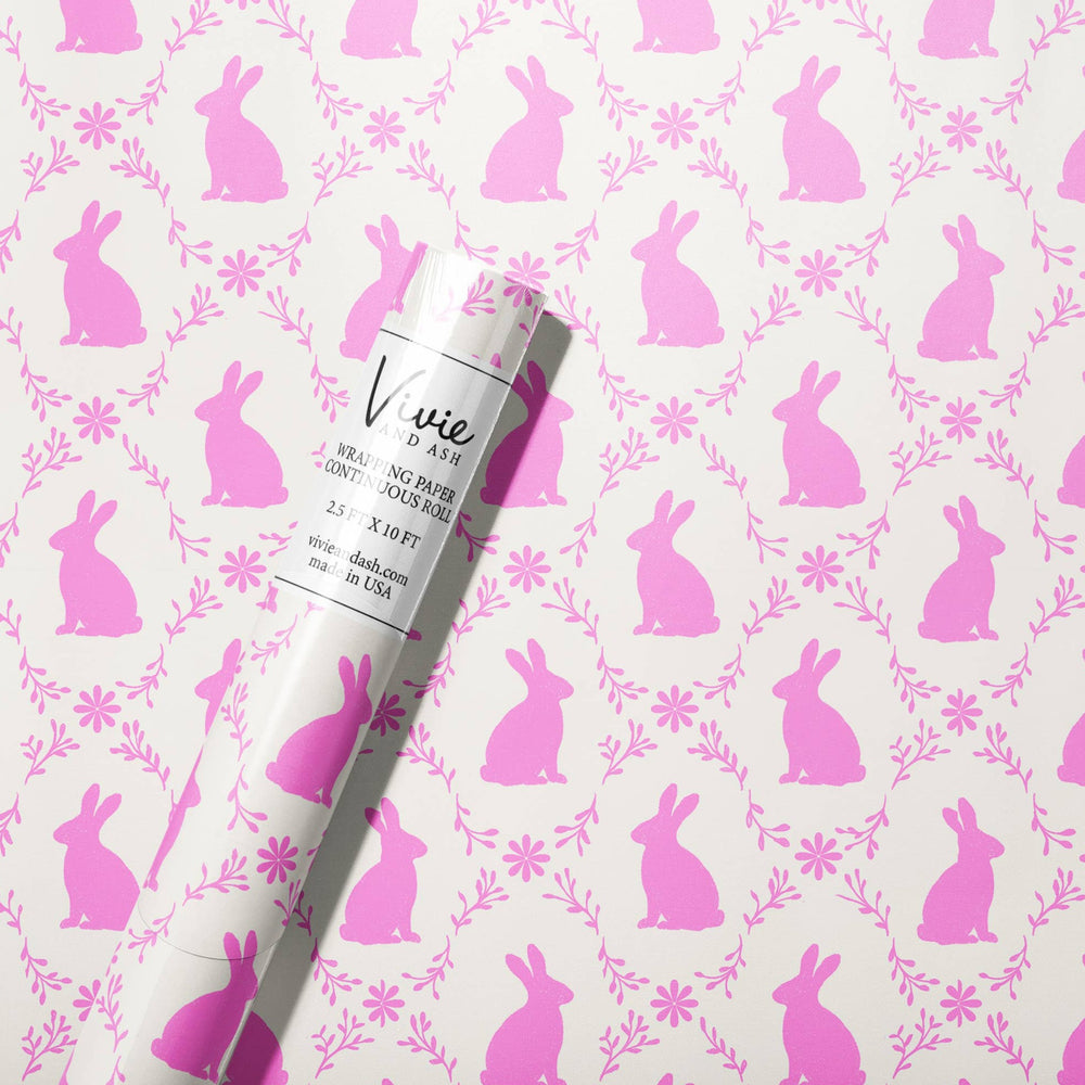 Bunny Meadow Pink Wrapping Paper Roll Bonjour Fete Party Supplies Easter Gift Wrapping