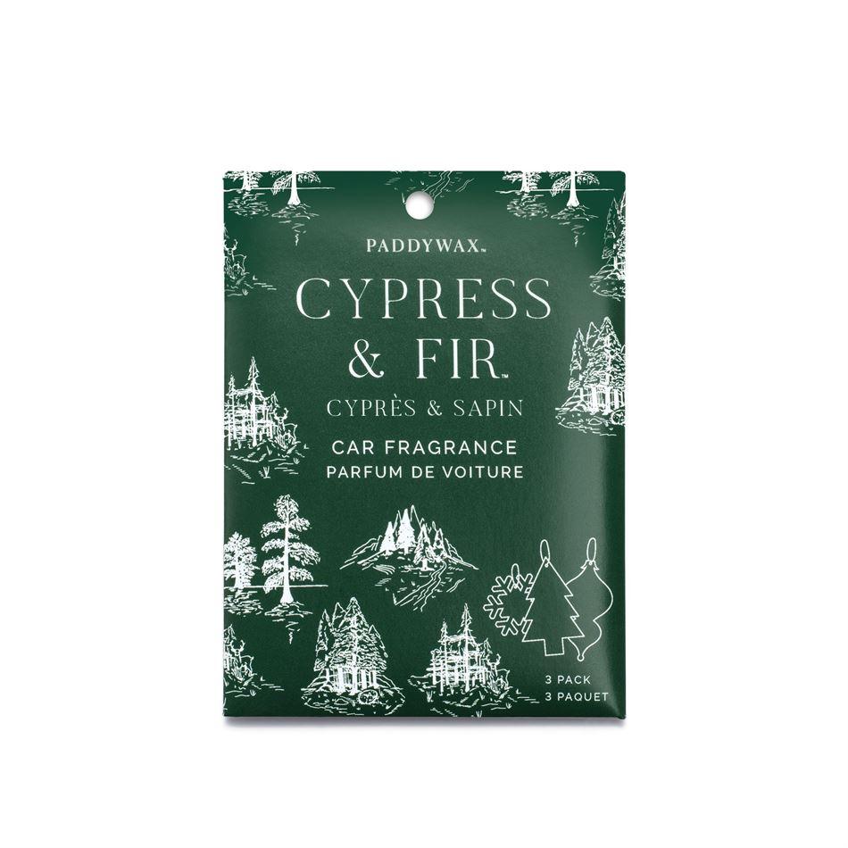 CYPRESS & FIR HOLIDAY CAR FRAGRANCE Paddywax Holiday Candle Bonjour Fete - Party Supplies