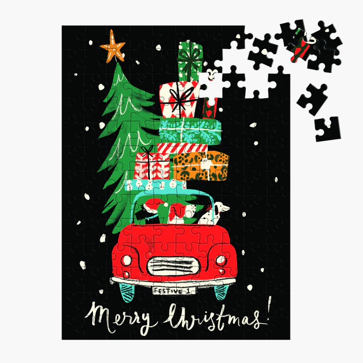 CHRISTMAS CAR PUZZLE ORNAMENT Chronicle Books Puzzle Bonjour Fete - Party Supplies