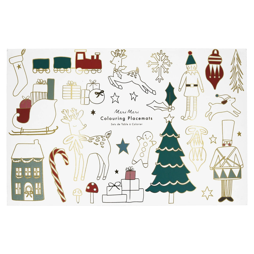 CHRISTMAS COLORING PLACEMATS Meri Meri Christmas Activity Bonjour Fete - Party Supplies