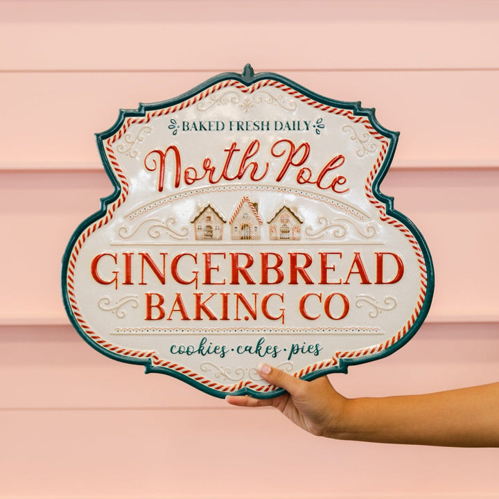 NORTH POLE GINGERBREAD BAKING CO. METAL SIGN Col House Designs Christmas Holiday Kitchen & Entertaining Bonjour Fete - Party Supplies