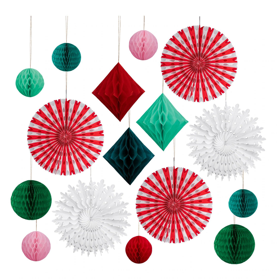 CHRISTMAS HONEYCOMB DECORATION KIT Meri Meri Christmas Holiday Party Decorations Bonjour Fete - Party Supplies