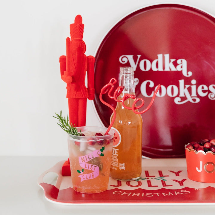 HOLLY JOLLY REUSABLE BAMBOO TRAY My Mind’s Eye Christmas Holiday Kitchen & Entertaining Bonjour Fete - Party Supplies