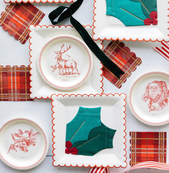 BELIEVE PLAID COCKTAIL NAPKIN My Mind’s Eye Christmas Tableware Bonjour Fete - Party Supplies