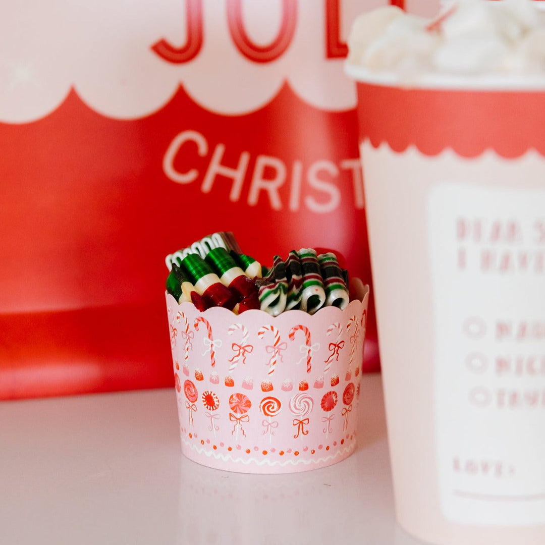 PINK CANDY CANES FOOD CUPS My Mind’s Eye Christmas Baking Bonjour Fete - Party Supplies