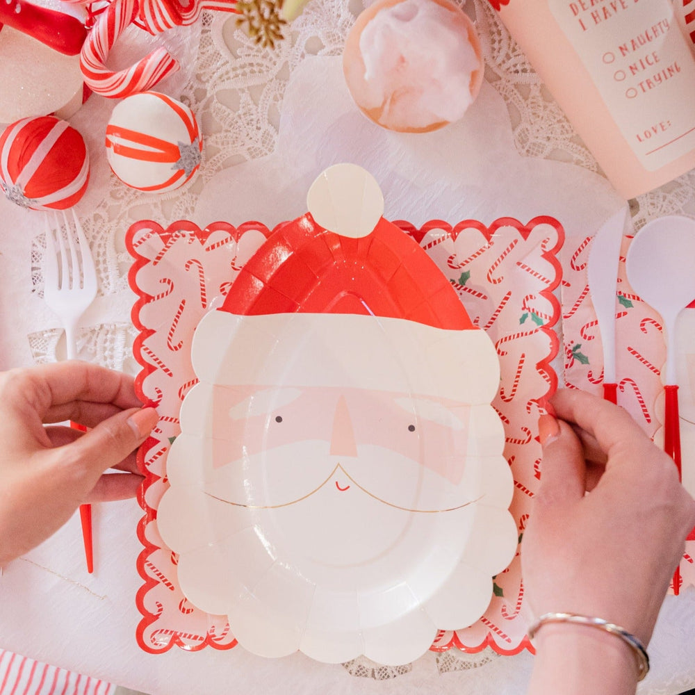 Santa Plates Bonjour Fete Party Supplies Christmas Holiday Party Supplies