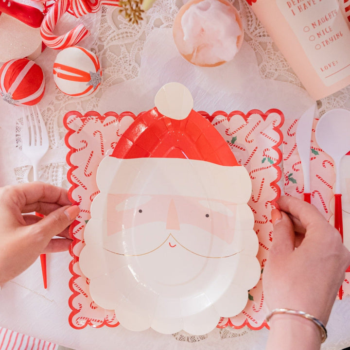 Santa Plates Bonjour Fete Party Supplies Christmas Holiday Party Supplies