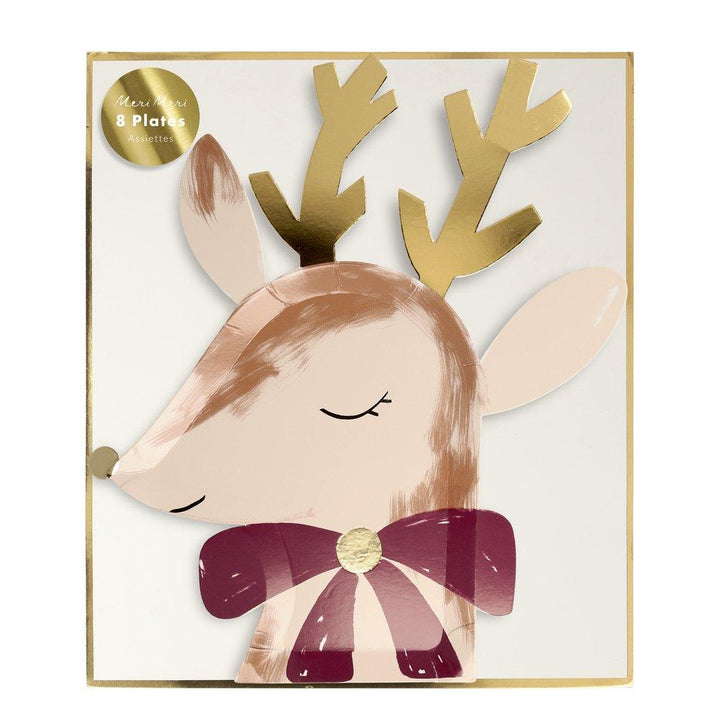 REINDEER WITH BOW PLATES Meri Meri Christmas Tableware Bonjour Fete - Party Supplies