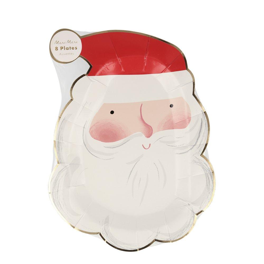 JOLLY SANTA CLAUS CHRISTMAS PLATES Meri Meri Christmas Tableware Bonjour Fete - Party Supplies