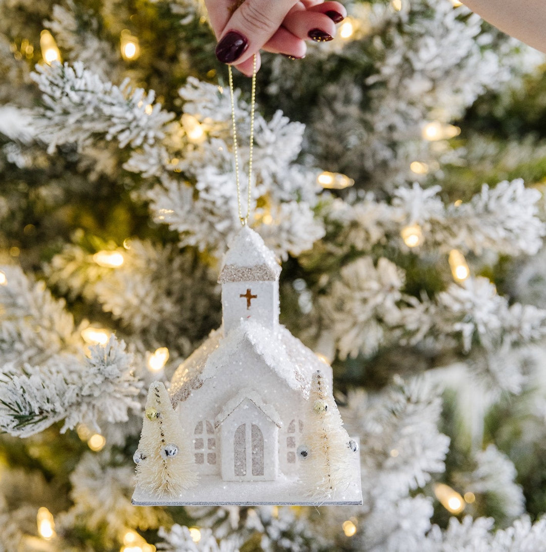 PAPER CHURCH ORNAMENTS WITH FAUX TREES & LIGHTS – Bonjour Fête