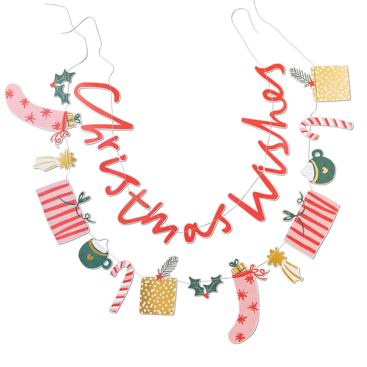 CHRISTMAS WISHES BANNER SET My Mind’s Eye Christmas Holiday Party Decorations Bonjour Fete - Party Supplies