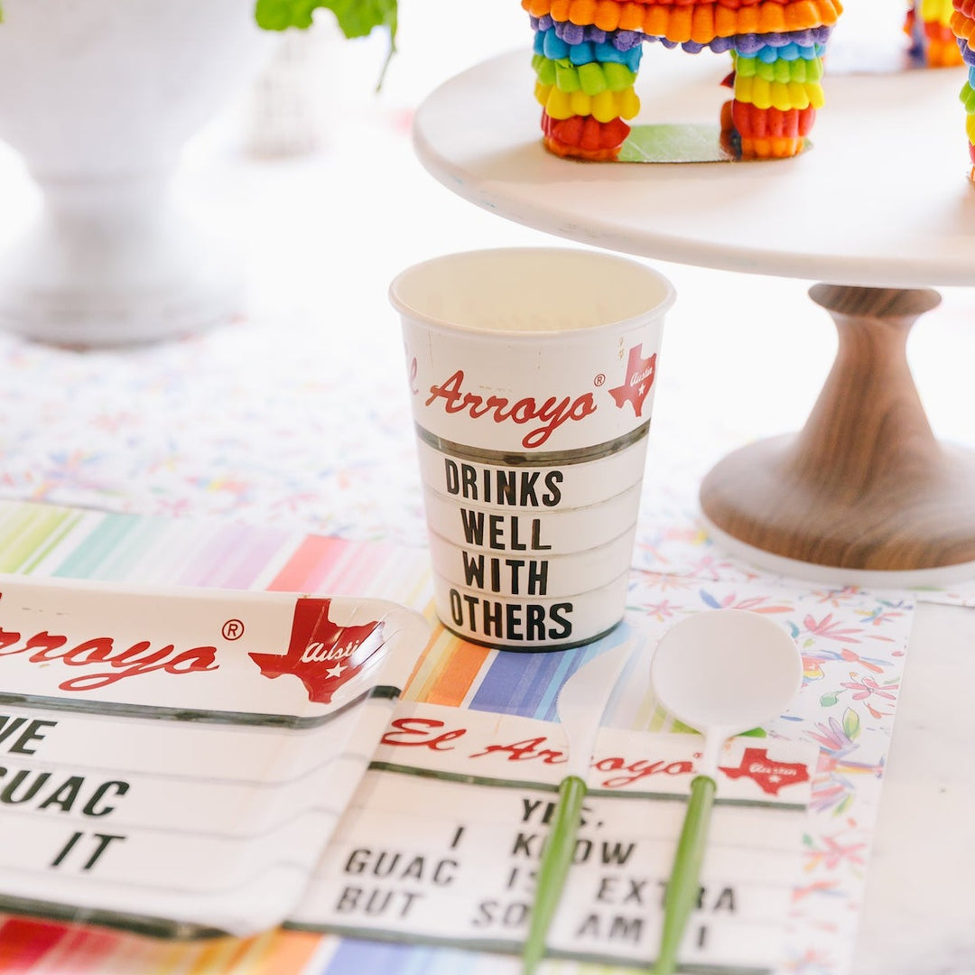 EL ARROYO DRINKS WELL WITH OTHERS PARTY CUPS EL Arroyo Cups Bonjour Fete - Party Supplies