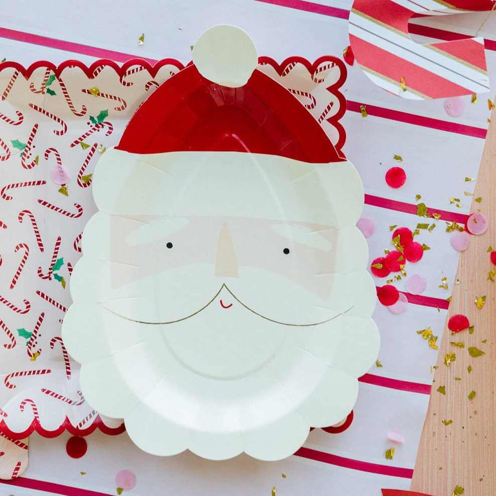 Santa Plates Bonjour Fete Party Supplies Christmas Holiday Party Supplies