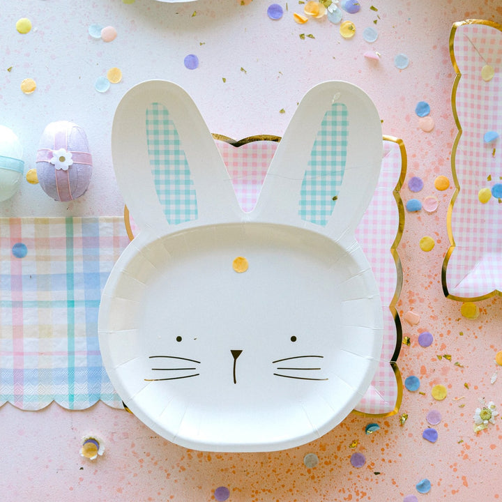 GINGHAM BUNNY EARS PLATES My Mind's Eye Easter tableware Bonjour Fete - Party Supplies
