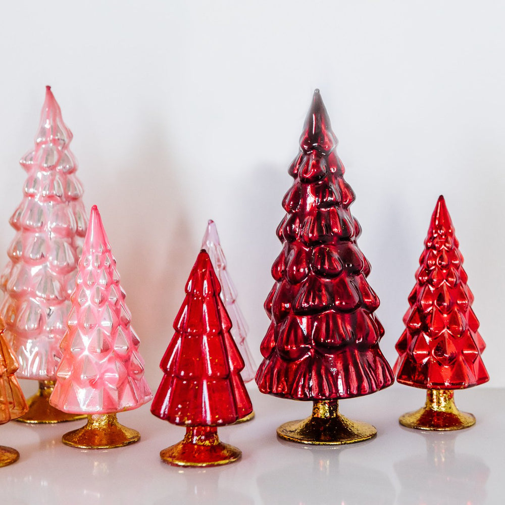 RED GLASS HUE MINI CHRISTMAS TREES Cody Foster Co. Decorative Trees Bonjour Fete - Party Supplies