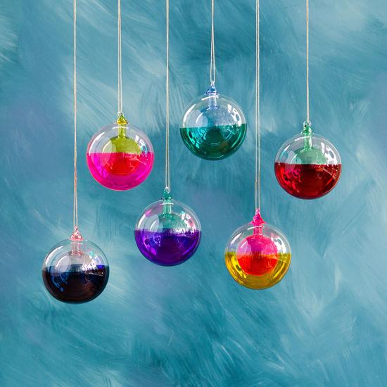 DOUBLE GLASS BALL COLOR DIPPED CHRISTMAS ORNAMENT Glitterville Christmas Ornament Bonjour Fete - Party Supplies