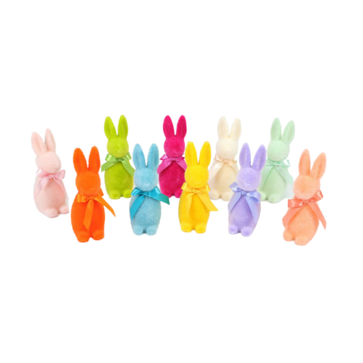 SMALL FLOCKED BUNNY One Hundred 80 Degrees Decor Bonjour Fete - Party Supplies