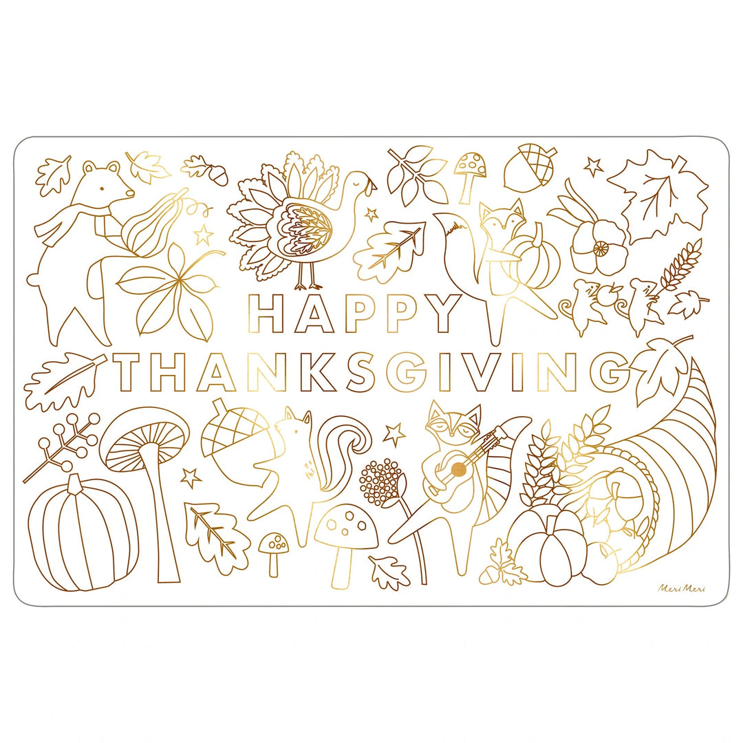 THANKSGIVING COLORING PLACEMATS Meri Meri Thanksgiving Tableware Bonjour Fete - Party Supplies