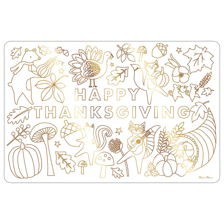 THANKSGIVING COLORING PLACEMATS Meri Meri Thanksgiving Tableware Bonjour Fete - Party Supplies