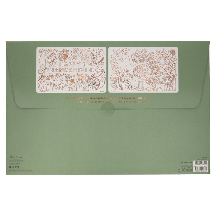 THANKSGIVING COLORING PLACEMATS Meri Meri Thanksgiving Tableware Bonjour Fete - Party Supplies