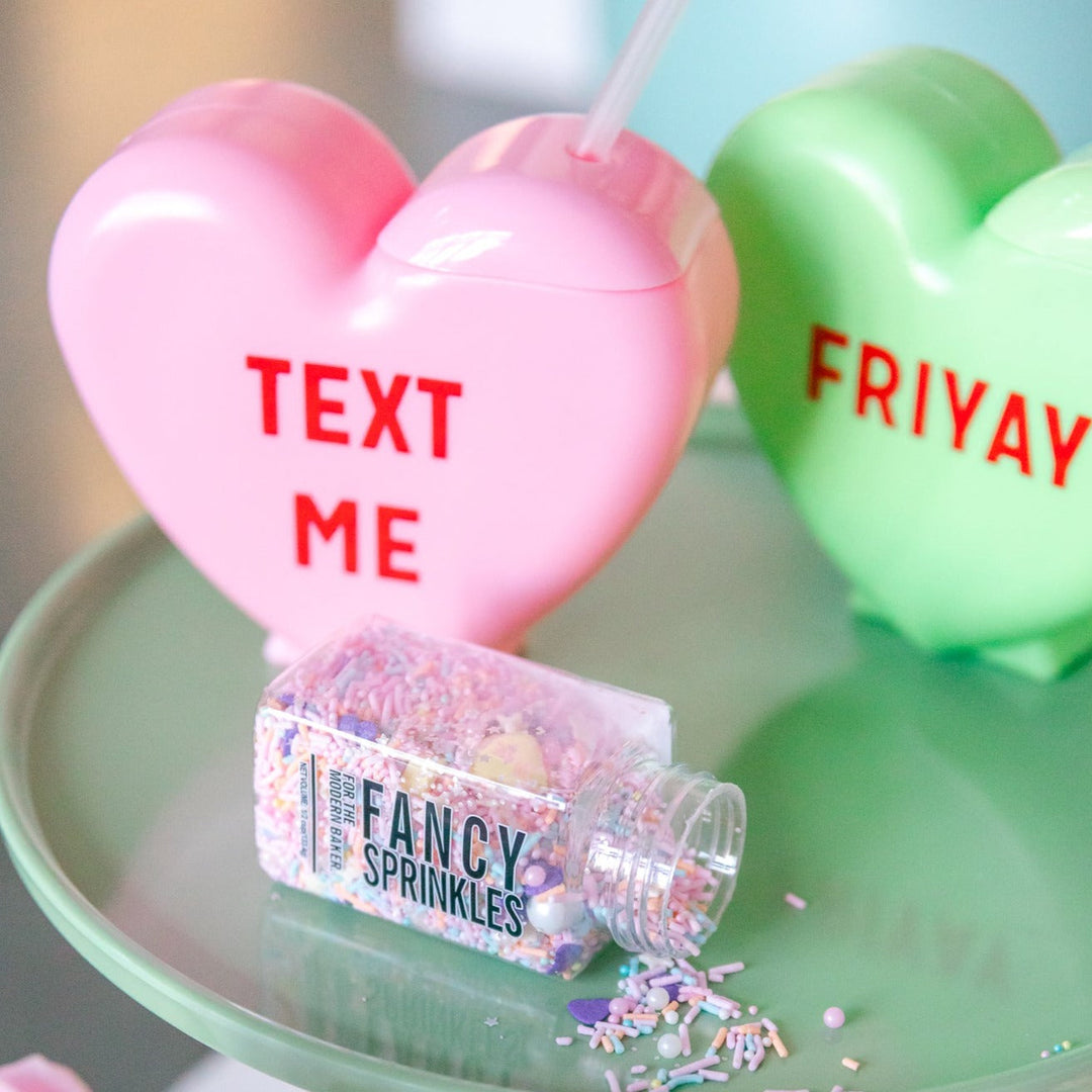 CONVERSATION HEART DRINK TUMBLERS Blush Valentine's Day Tableware Bonjour Fete - Party Supplies
