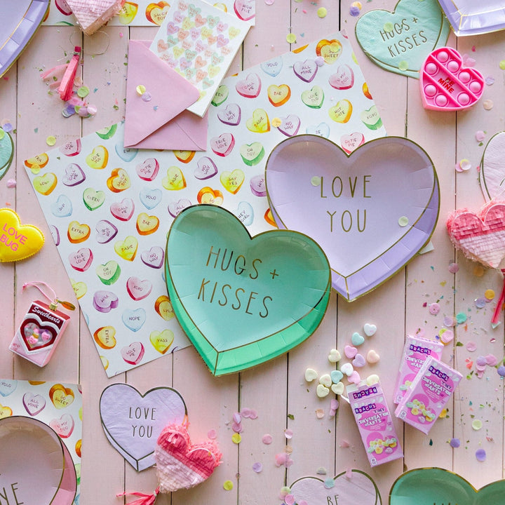 PASTEL CANDY HEARTS PLATES My Mind’s Eye Valentine's Day Tableware Bonjour Fete - Party Supplies