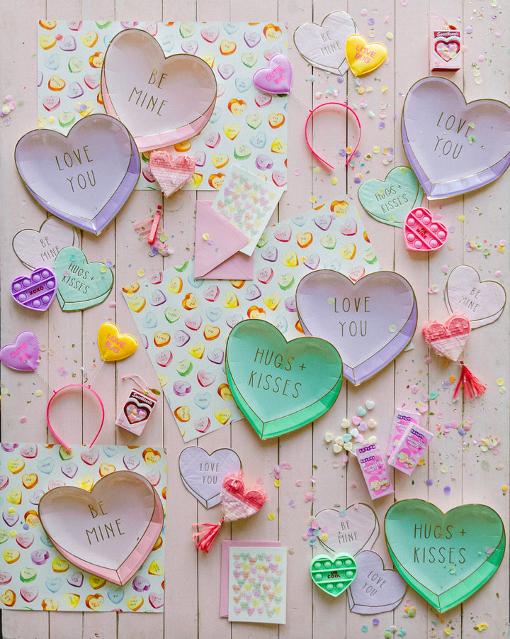 PASTEL CANDY HEARTS PLATES My Mind’s Eye Valentine's Day Tableware Bonjour Fete - Party Supplies