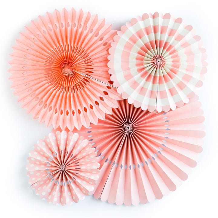 CORAL PINK PINWHEEL PARTY FAN DECORATIONS My Mind's Eye Party Decor Bonjour Fete - Party Supplies