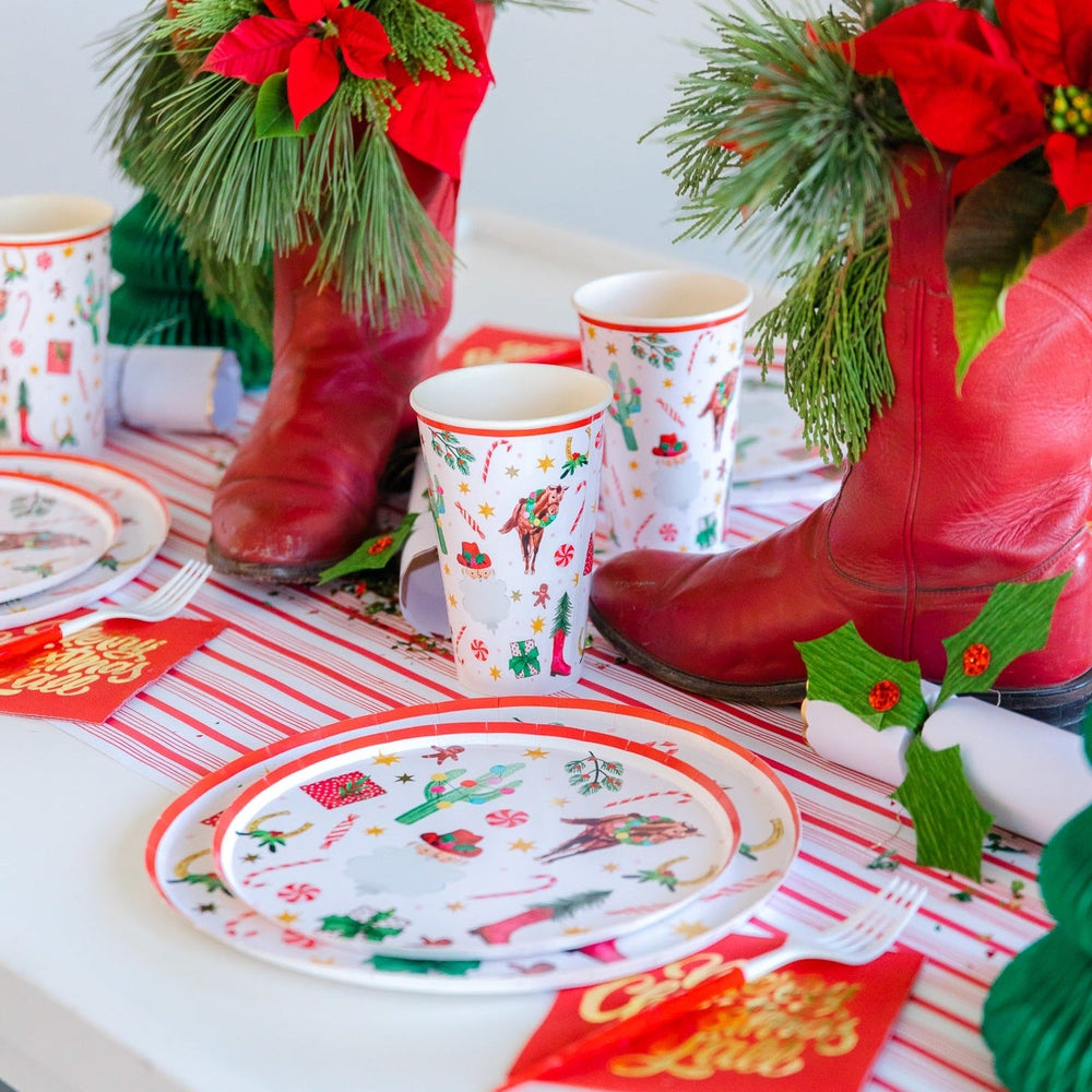 HO HO HOWDY CUPS Party West Christmas Holiday Party Supplies Bonjour Fete - Party Supplies