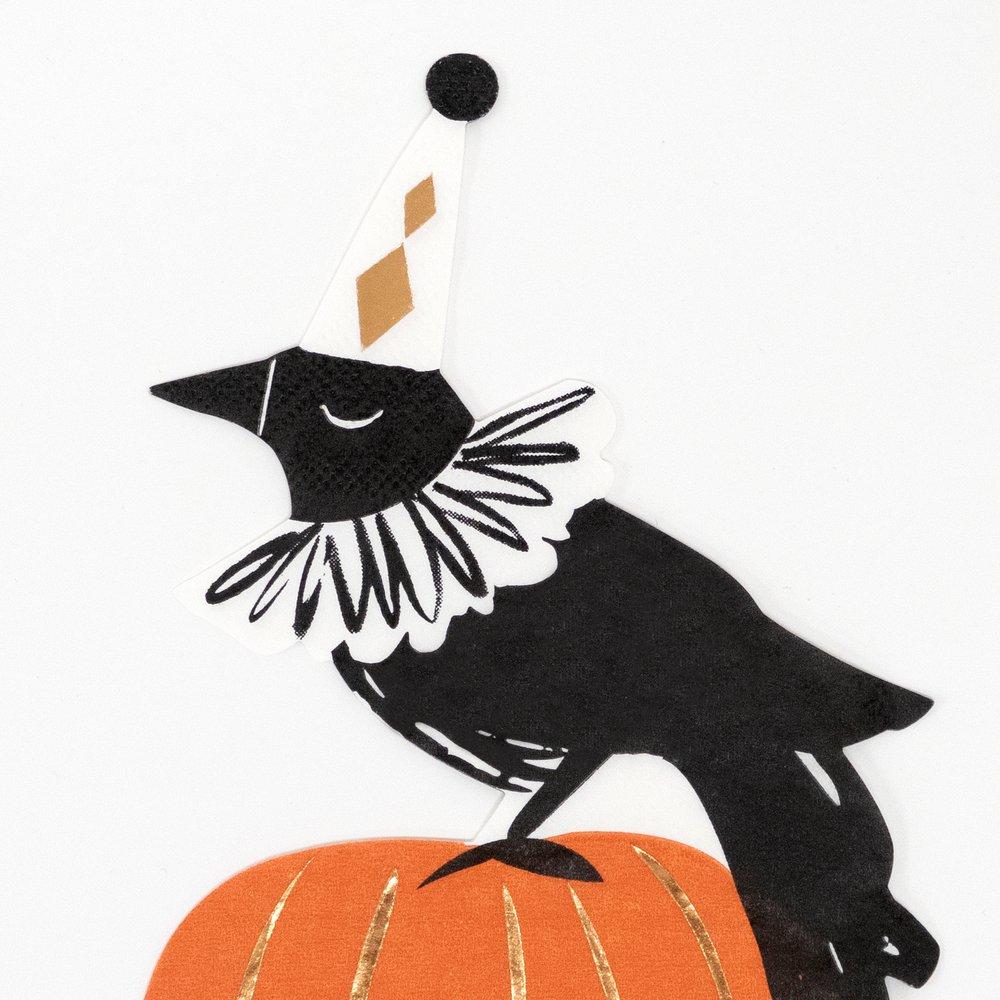 VINTAGE HALLOWEEN CROW NAPKINS Meri Meri Halloween Tableware Bonjour Fete - Party Supplies